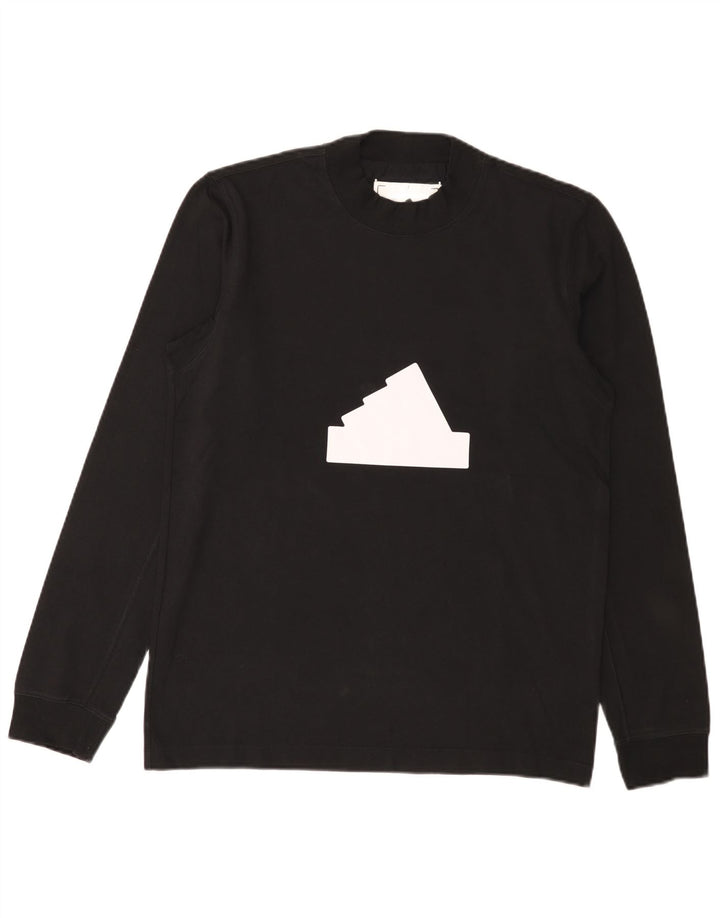 Męski graficzny top ADIDAS z długim rękawem, mały, czarny, bawełniany
