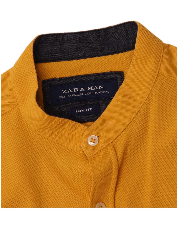 Koszula męska Zara Slim Fit z krótkim rękawem, mała, żółta
