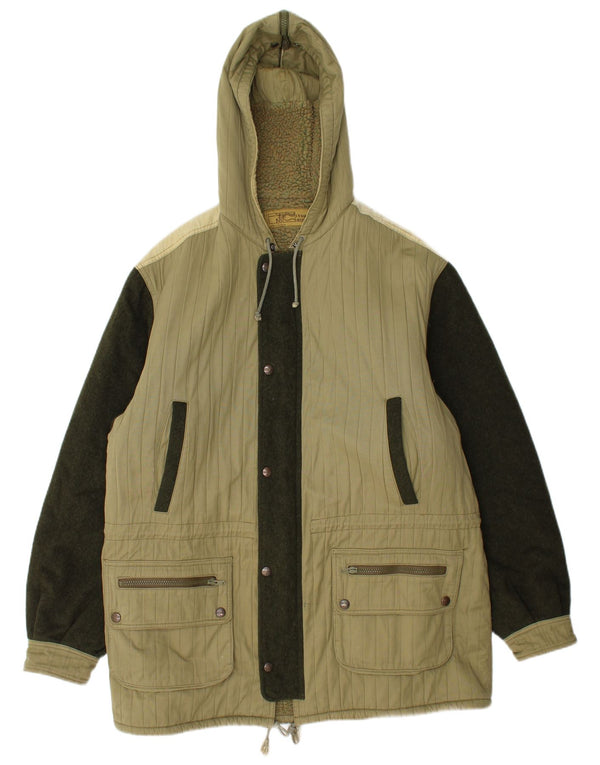 Męska kurtka wiatrówka z kapturem w stylu vintage IT 52 XL, bawełna w kolorze zielonym