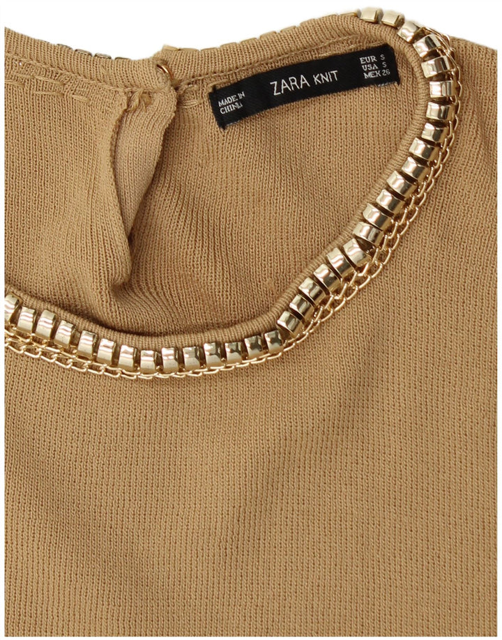 Sweter damski Zara z dekoltem w łódkę UK 8 Small Beige