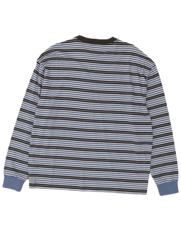 Męski top oversize Levi's z długim rękawem, bawełniany w średnie niebieskie paski