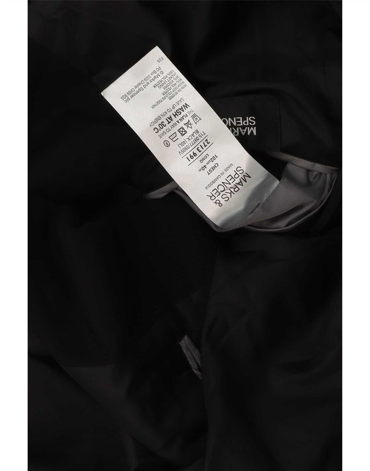 Marks & Spencer Męska marynarka zapinana na 2 guziki, UK 40, średni czarny poliester