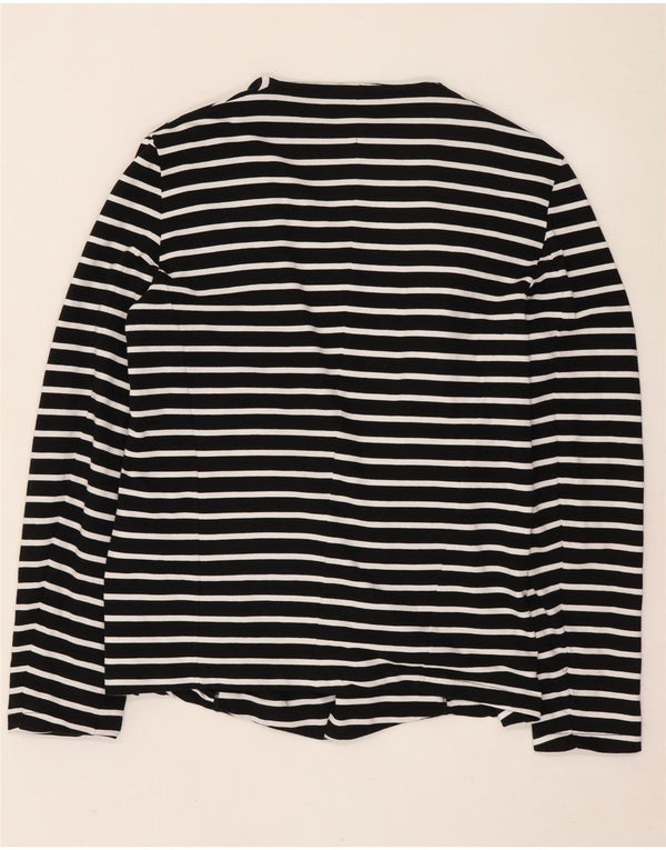 Sweter damski Sisley z otwartym kardiganem UK 16, duży, czarny, bawełniany w paski