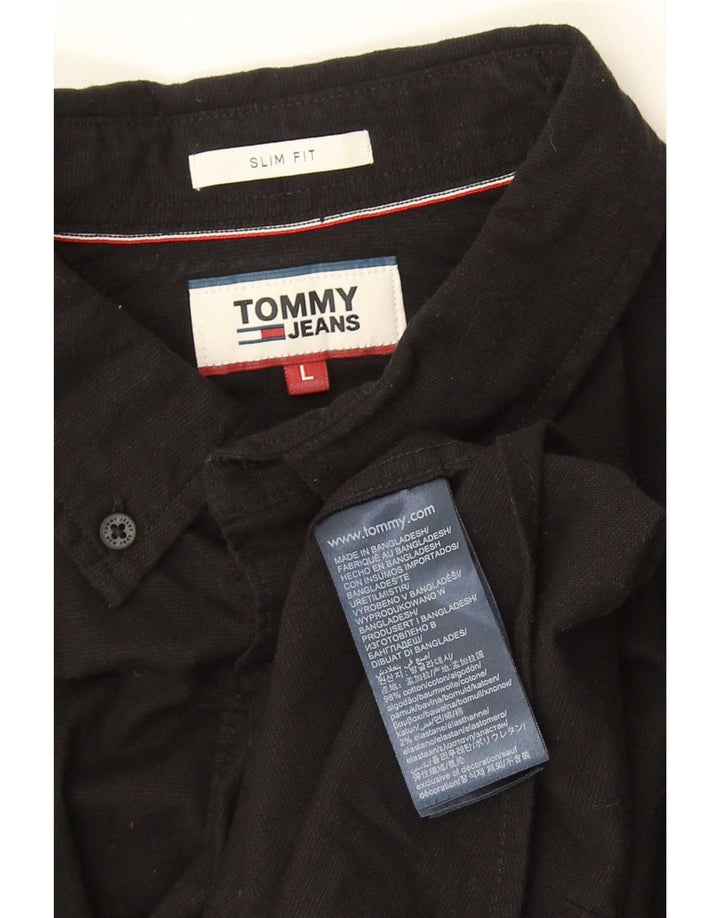 Męska koszula slim fit Tommy Hilfiger, duża, czarna, bawełniana
