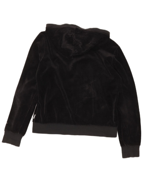 Arena Womens Oversized Graphic Velour Zip Hoodie Sweater UK 6 XS Black