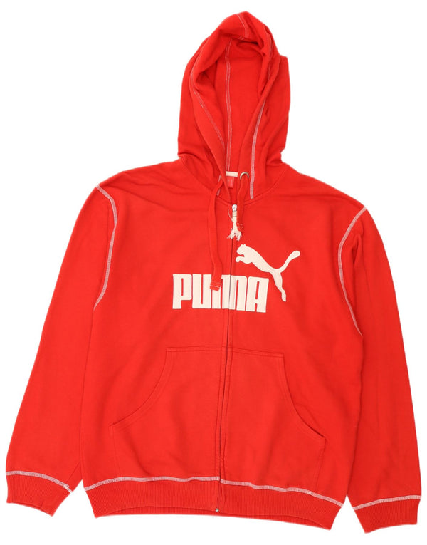 Męski sweter z kapturem i zamkiem błyskawicznym Puma XL, czerwony, bawełniany