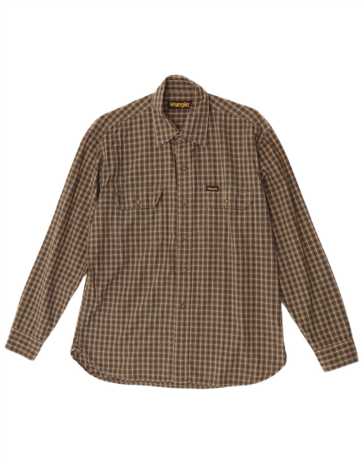 Koszula męska Wrangler, mała, bawełniana krata khaki