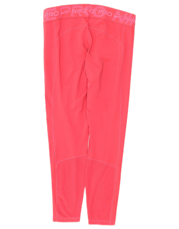 Damskie legginsy Nike Dri Fit Graphic Capri UK 14, duże, różowe, poliestrowe