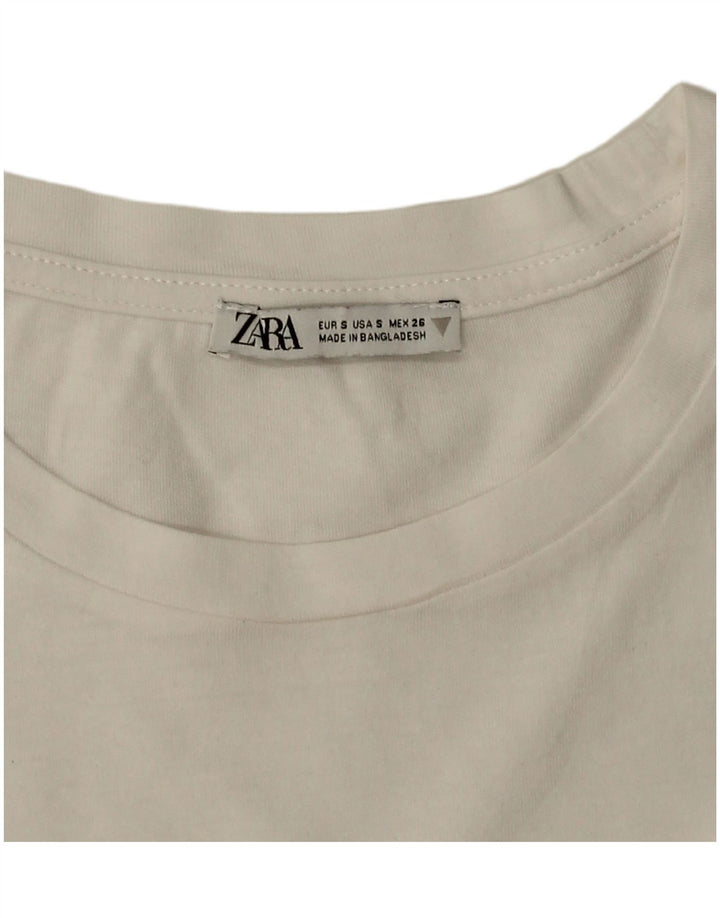 Damska koszulka oversize Zara Crop Top UK 10 Small White