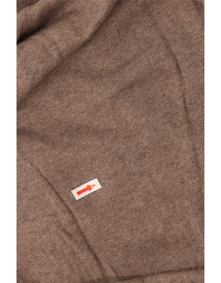 Męski sweter John Lewis z dekoltem w kształcie litery V, duży, brązowy, bawełniany