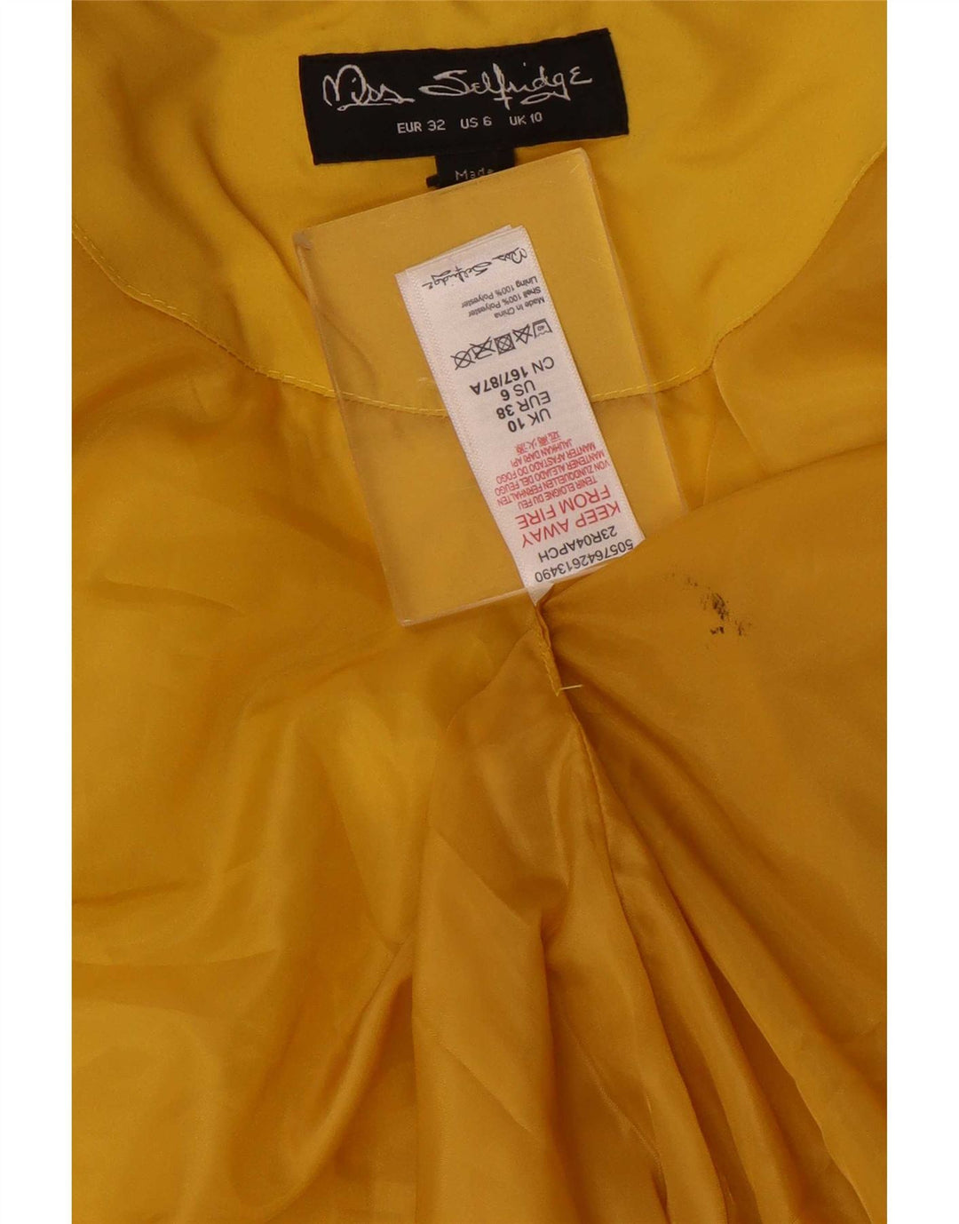 Damska kurtka z kapturem, oversize, wyściełana Miss Selfridge UK 10, mała, żółta