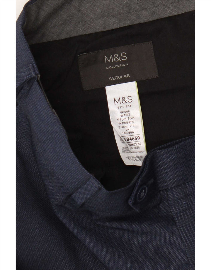 Męskie spodnie garniturowe Marks & Spencer Straight Regular W36 L31 Granatowe