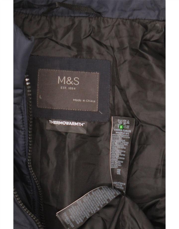 Marks & Spencer Męska ocieplana kurtka UK 40, duża, granatowa, poliestrowa