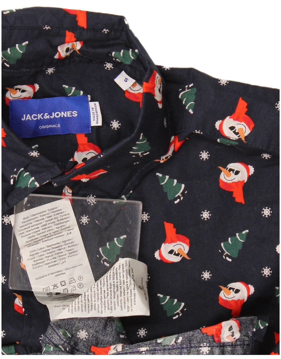 Koszula męska Jack & Jones w abstrakcyjny wzór, mała, granatowa, świąteczna