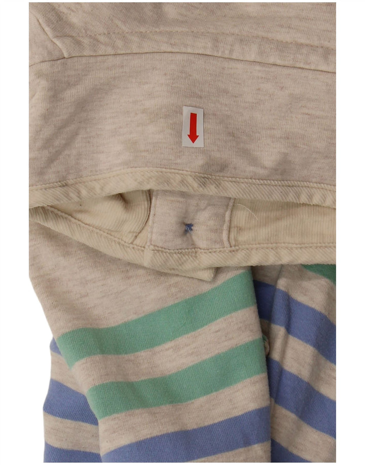 JOULES Womens Button Neck Sweatshirt Jumper UK 12 Medium Grey Striped
