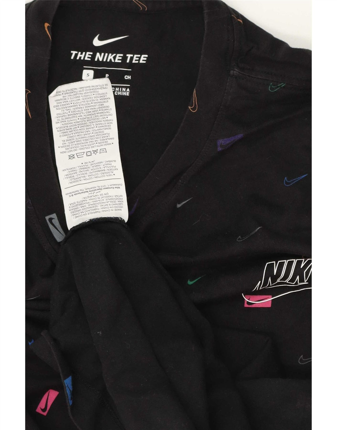Męski T-shirt z grafiką Nike, mały, czarny, bawełniany