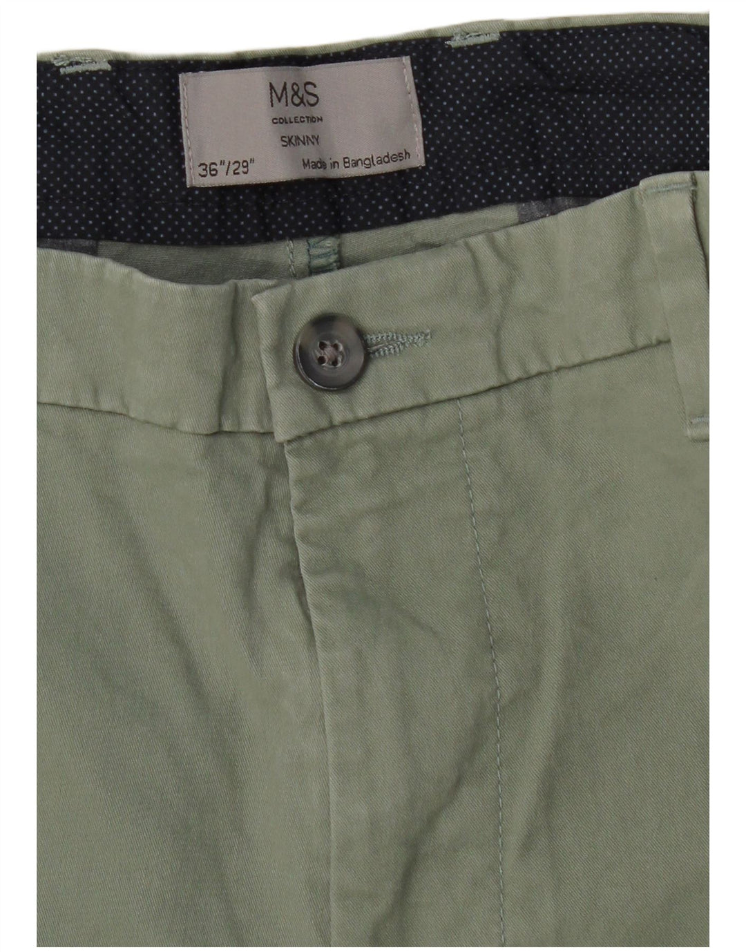 Męskie spodnie typu skinny Chino MARKS & SPENCER W36 L29 Zielone bawełniane
