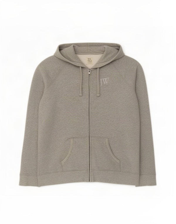Jack Wills Womens Zip Hoodie Sweater UK 16 Large Grey Flecked Cotton
