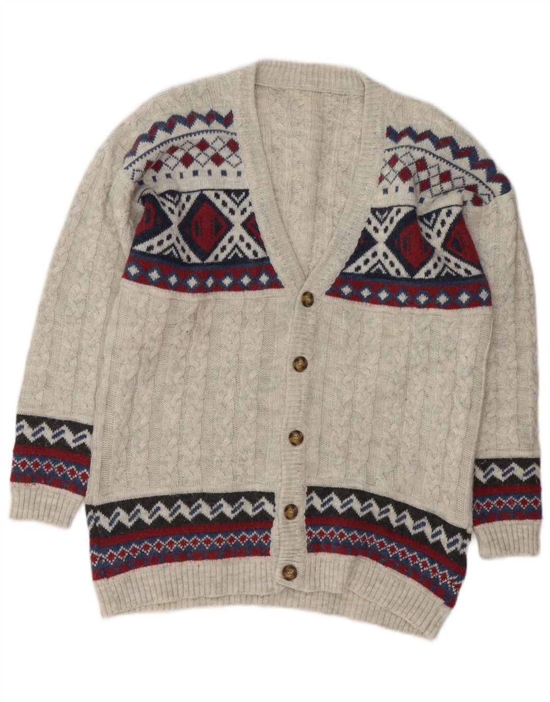 Męski sweter rozpinany VINTAGE średnio szary Fair Isle