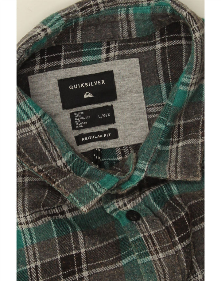 Męska koszula flanelowa Quiksilver o regularnym kroju, duża, szara, bawełniana w kratę