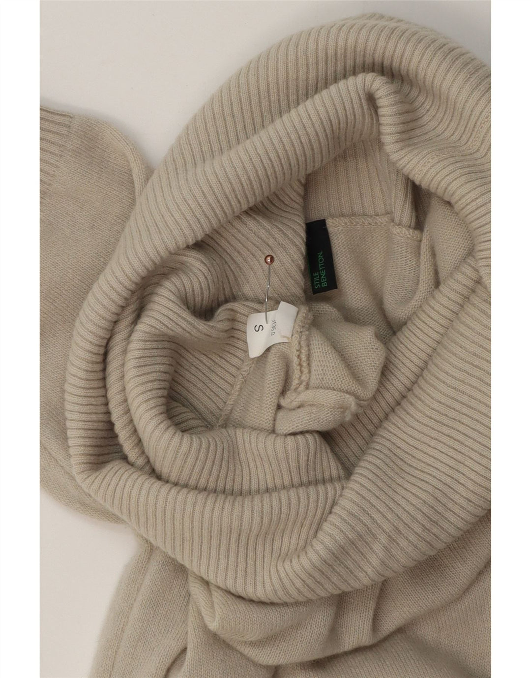 BENETTON Damska sukienka z krótkim rękawem i okrągłym dekoltem UK 10 Small Beżowa