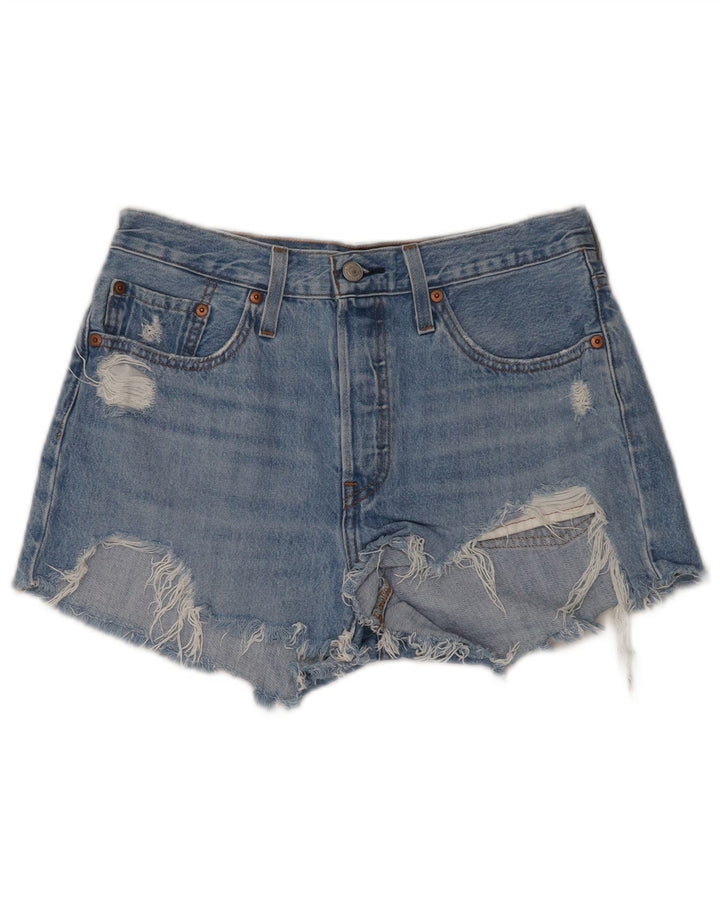 Damskie spodenki jeansowe LEVI'S 501 z wysokim stanem W28, średni niebieski