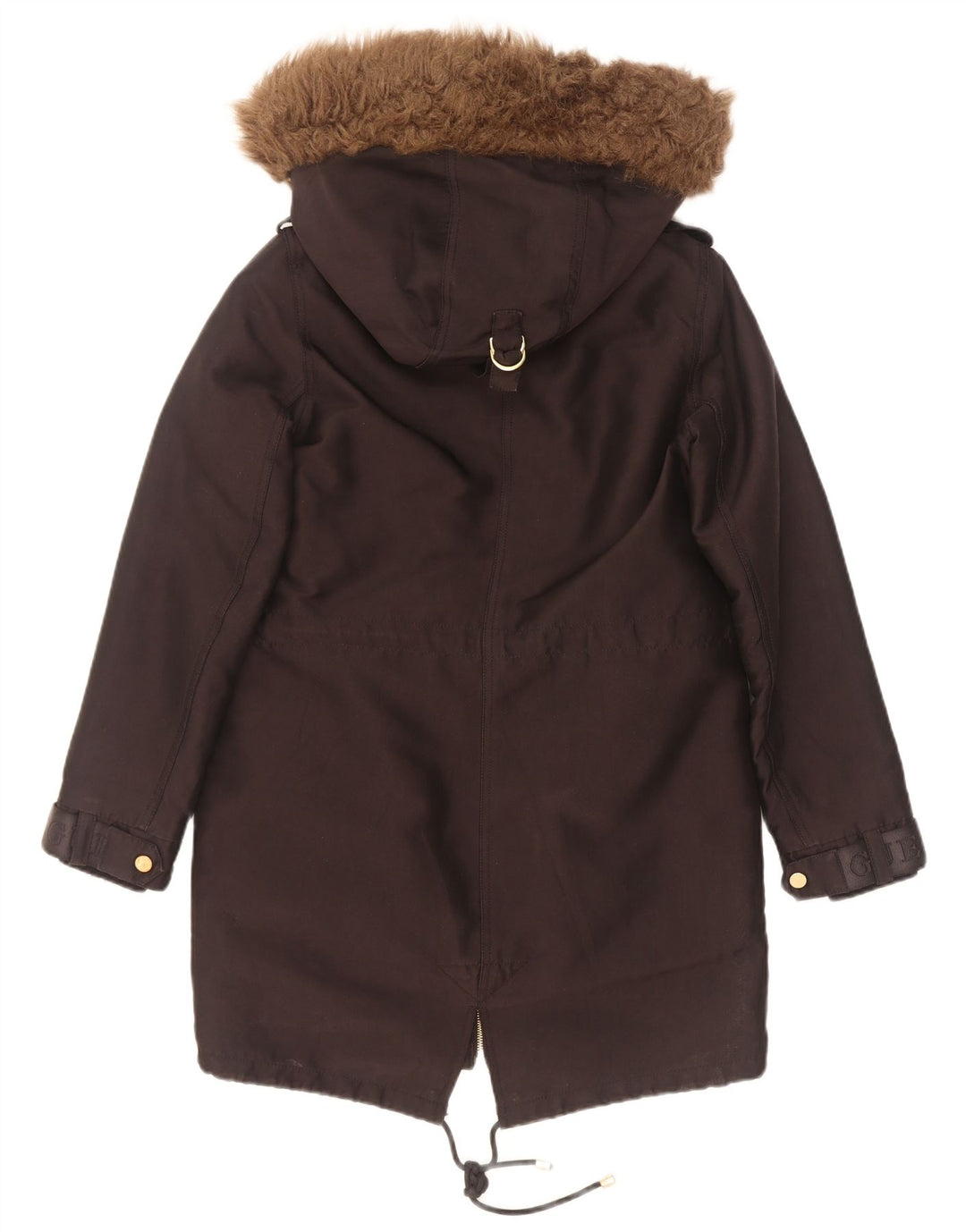 Damska kurtka parka z kapturem Guess z grafiką UK 6 XS, czarna, poliestrowa