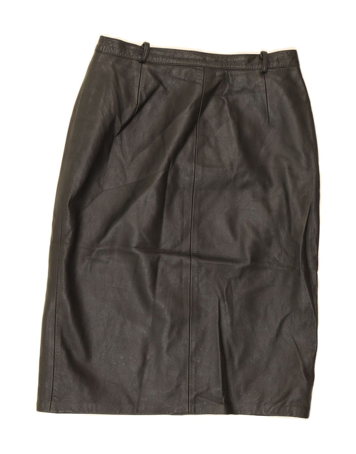 VINTAGE Womens Leather Skirt IT 42 Medium W28  Black Leather Vintage Vintage and Second-Hand Vintage from Messina Hembry 