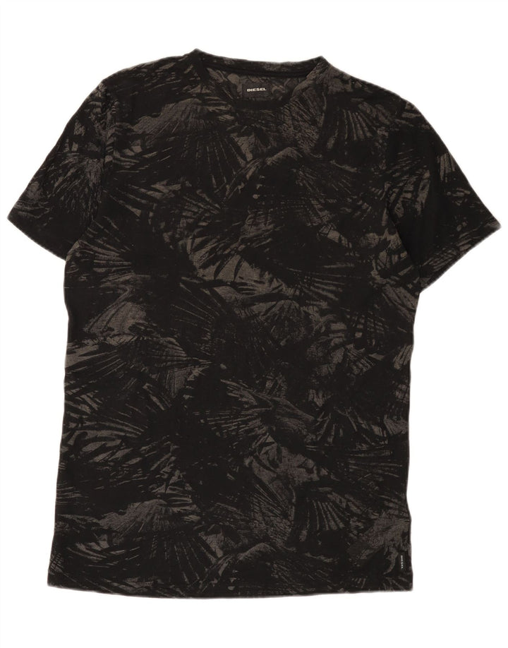 Diesel Męski T-shirt Top Duży Czarny Kwiatowy Poliester