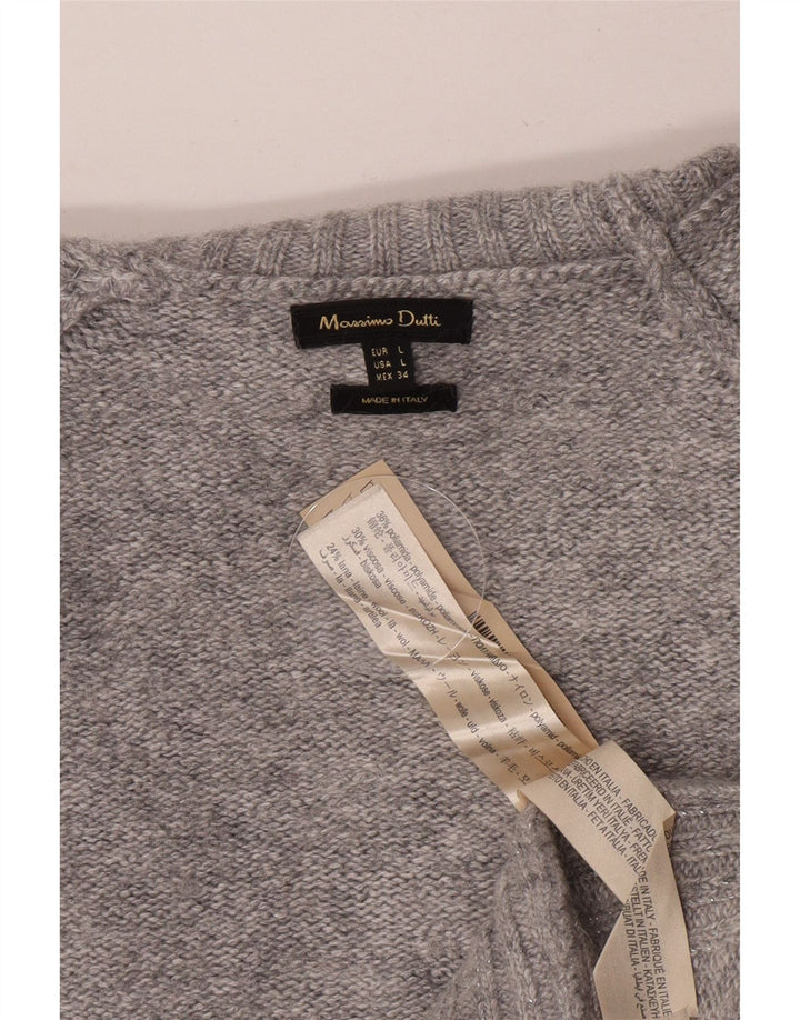 Sweter damski Massimo Dutti z golfem UK 16, duży, szary poliamid