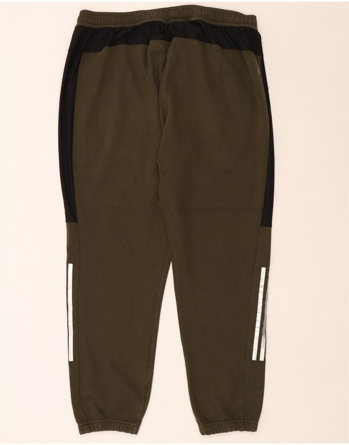 Męskie spodnie dresowe ADIDAS Joggery 2XL Khaki, poliester z blokami kolorów