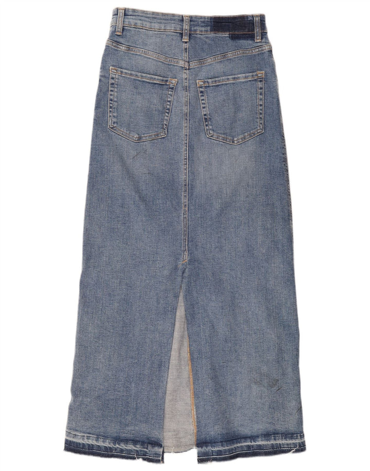 Damska spódnica midi jeansowa Zara, mała W26, niebieska bawełna