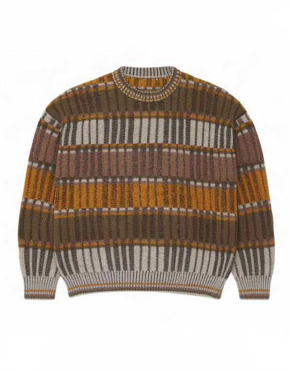 Vintage męski sweter z okrągłym dekoltem IT 54 XL w wielokolorowe paski