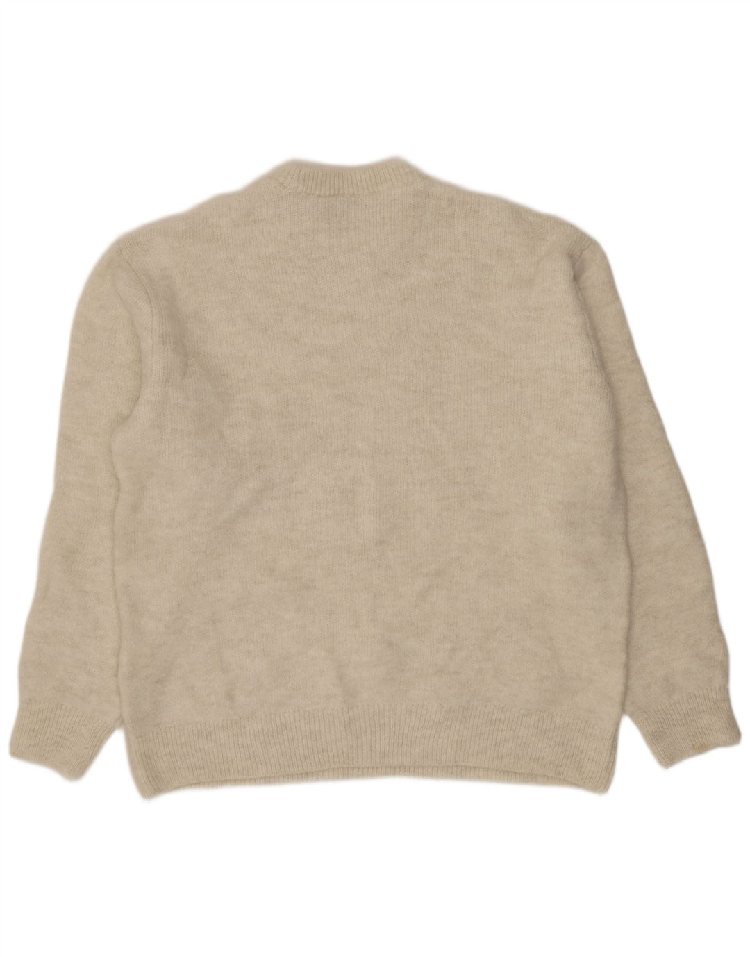 Męski sweter ZARA z okrągłym dekoltem, duży, beżowy, akrylowy