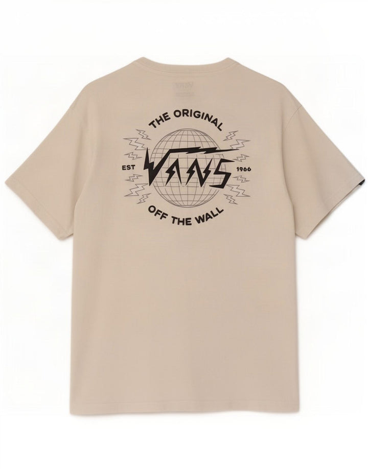 Męski T-shirt Vans o klasycznym kroju z grafiką, średniej wielkości, biały, bawełniany