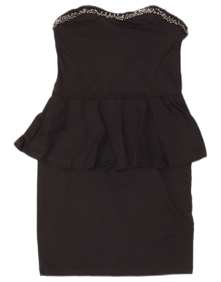 Damska sukienka peplum bez ramiączek Zara UK 10, mała, czarna, z poliamidu