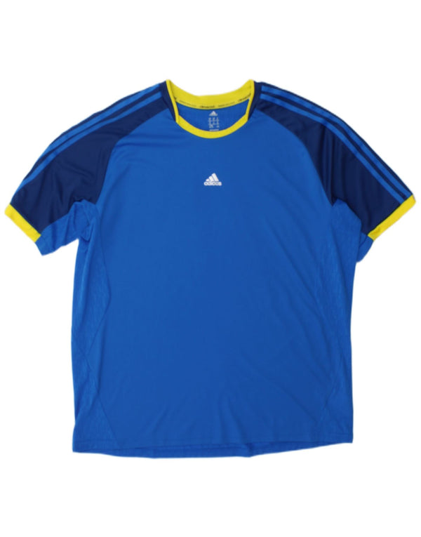 Adidas Męska koszulka Climacool Top XL Niebieski poliester z blokami kolorów