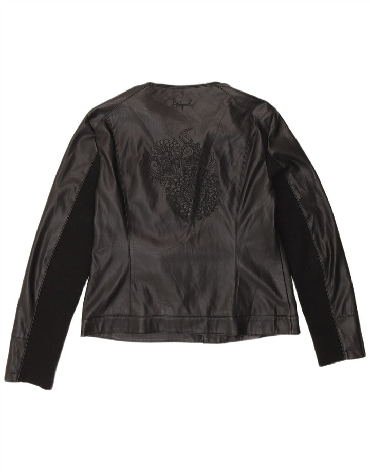 Damska kurtka motocyklowa Desigual ze sztucznej skóry EU 46 XL, czarna, poliuretanowa