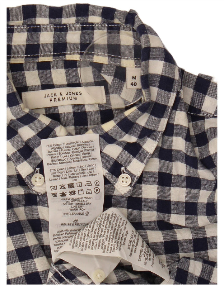 Koszula męska Jack & Jones, średnia, granatowa, bawełniana kratka