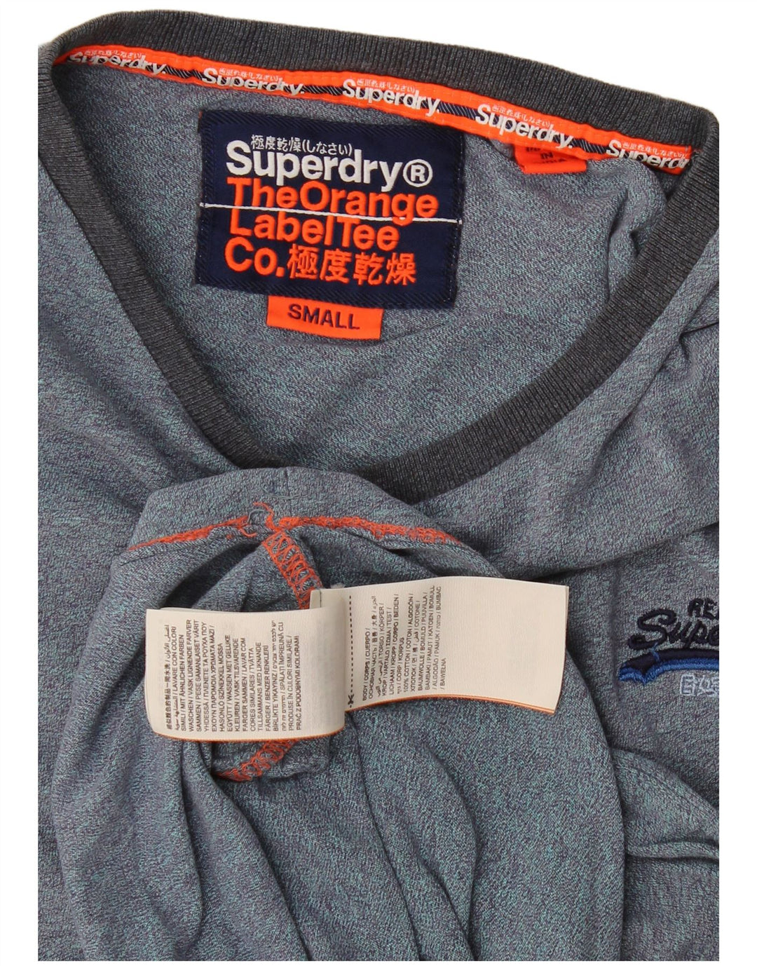 T-shirt męski Superdry, mały, granatowy, bawełniany