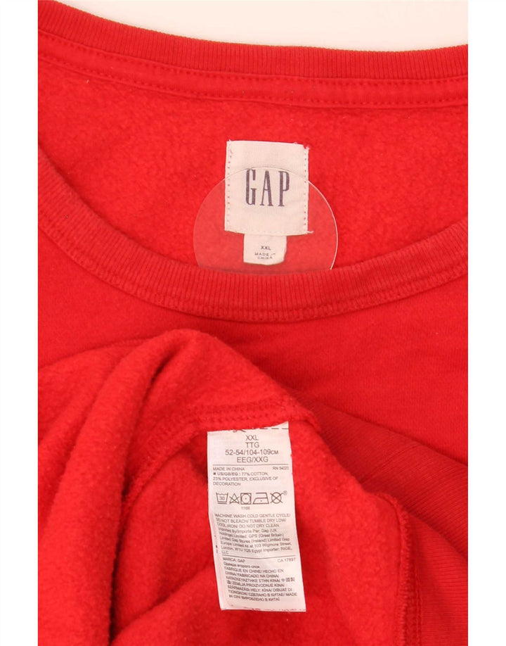 Męski sweter z grafiką Gap 2XL, czerwony, bawełniany