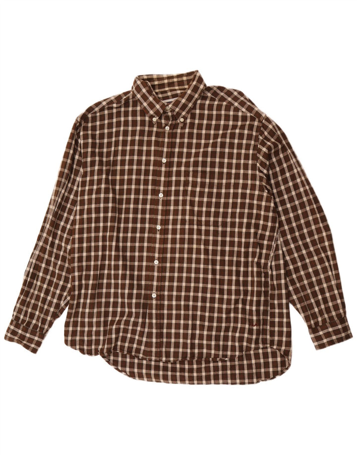 Męska koszula flanelowa Fila XL w brązową kratę, bawełniana