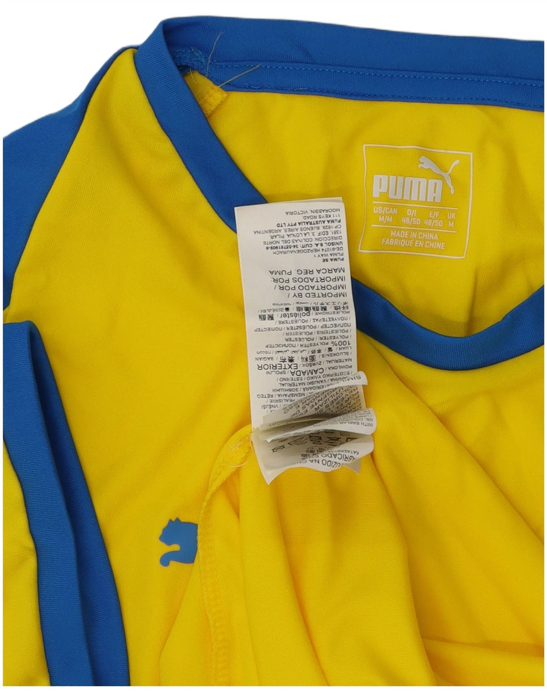 T-shirt męski Puma Top, średni żółty poliester z blokami kolorów