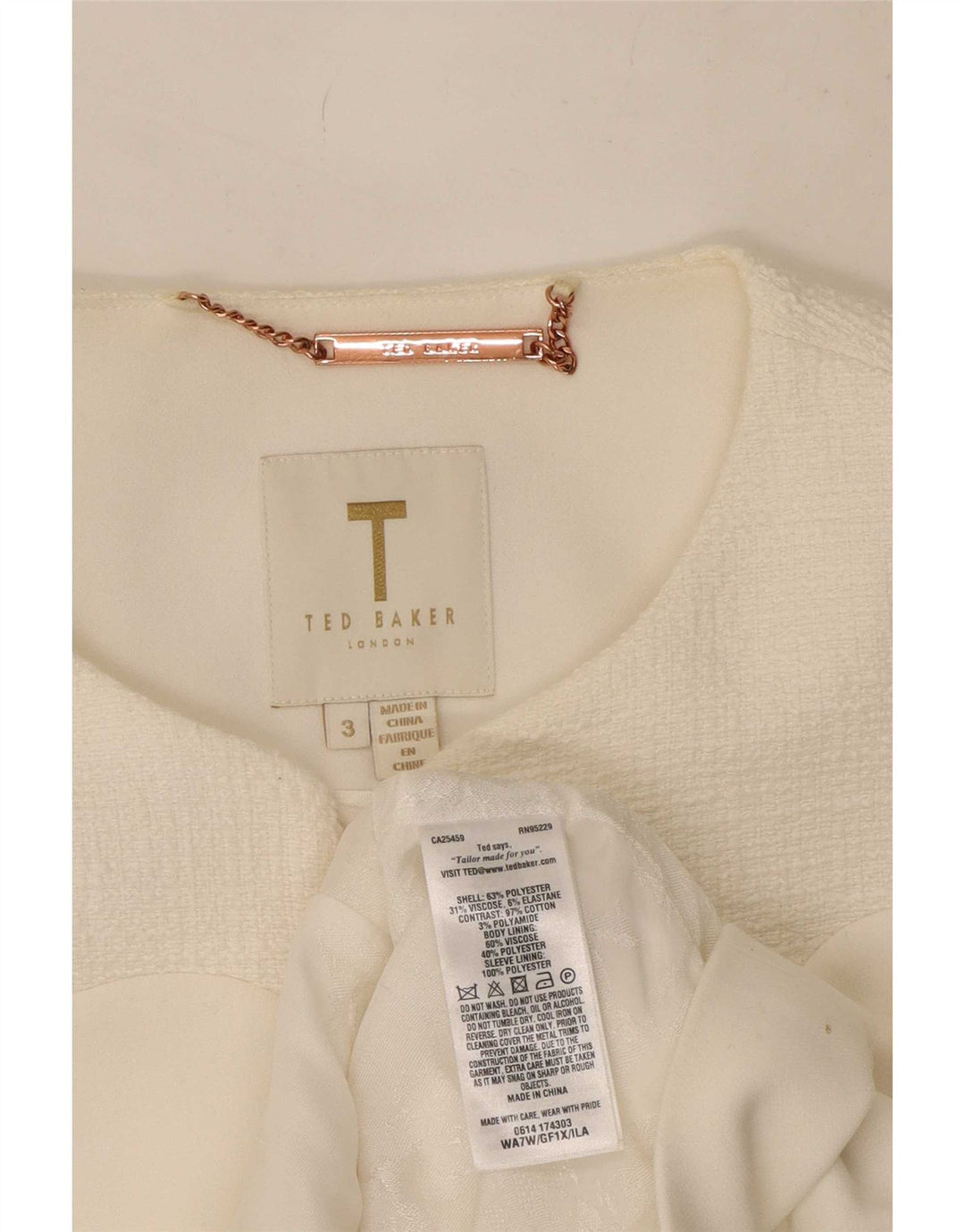 Damska marynarka Ted Baker, rozmiar 3, średni biały poliester
