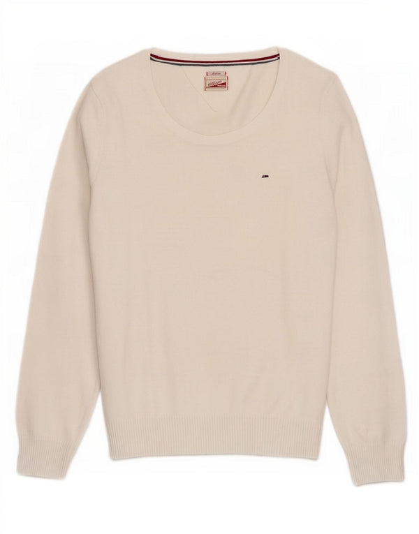 Damski sweter Tommy Hilfiger z dekoltem w łódkę UK 12 Średni biały