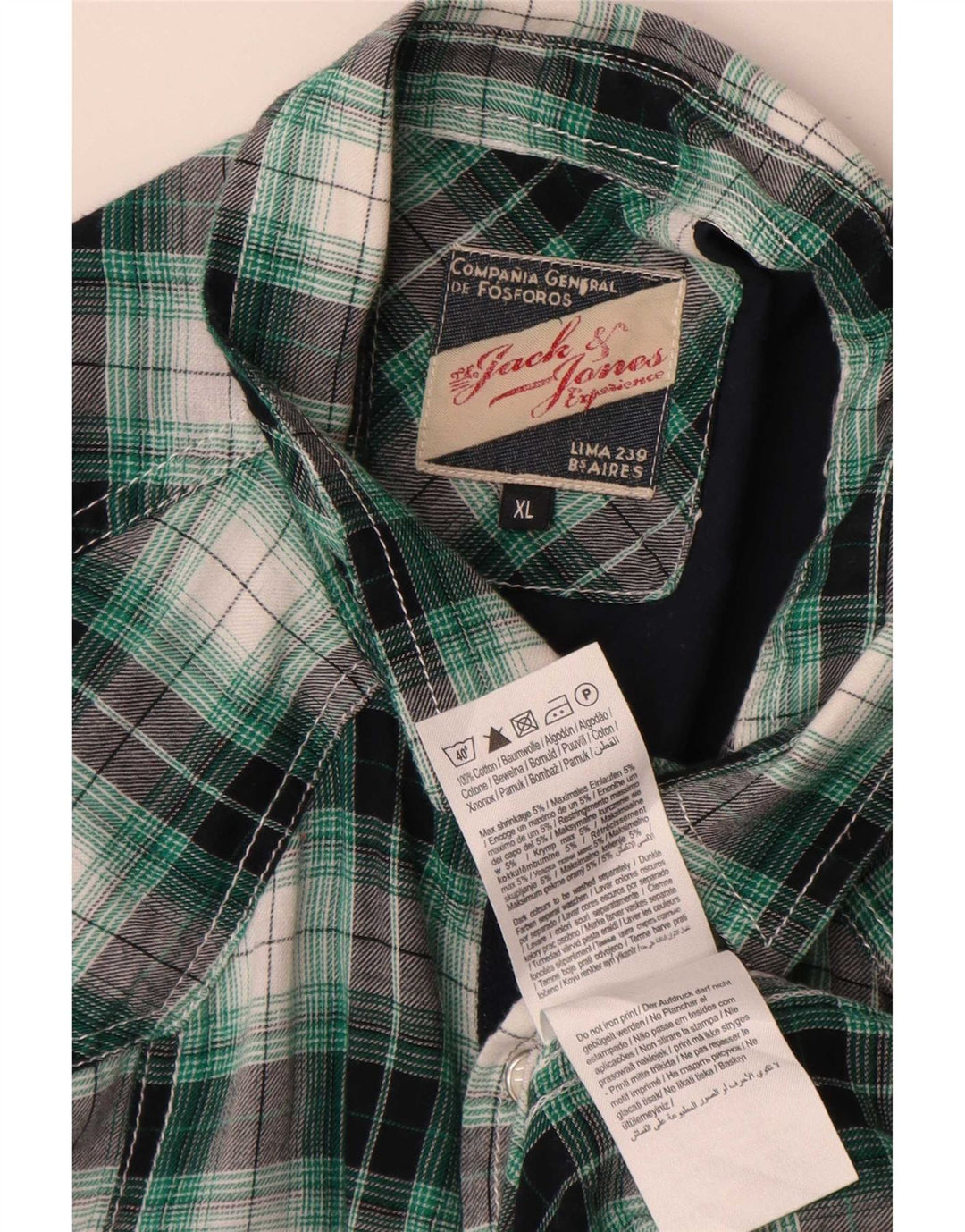 Męska koszula flanelowa Jack & Jones XL, bawełniana w zieloną kratkę