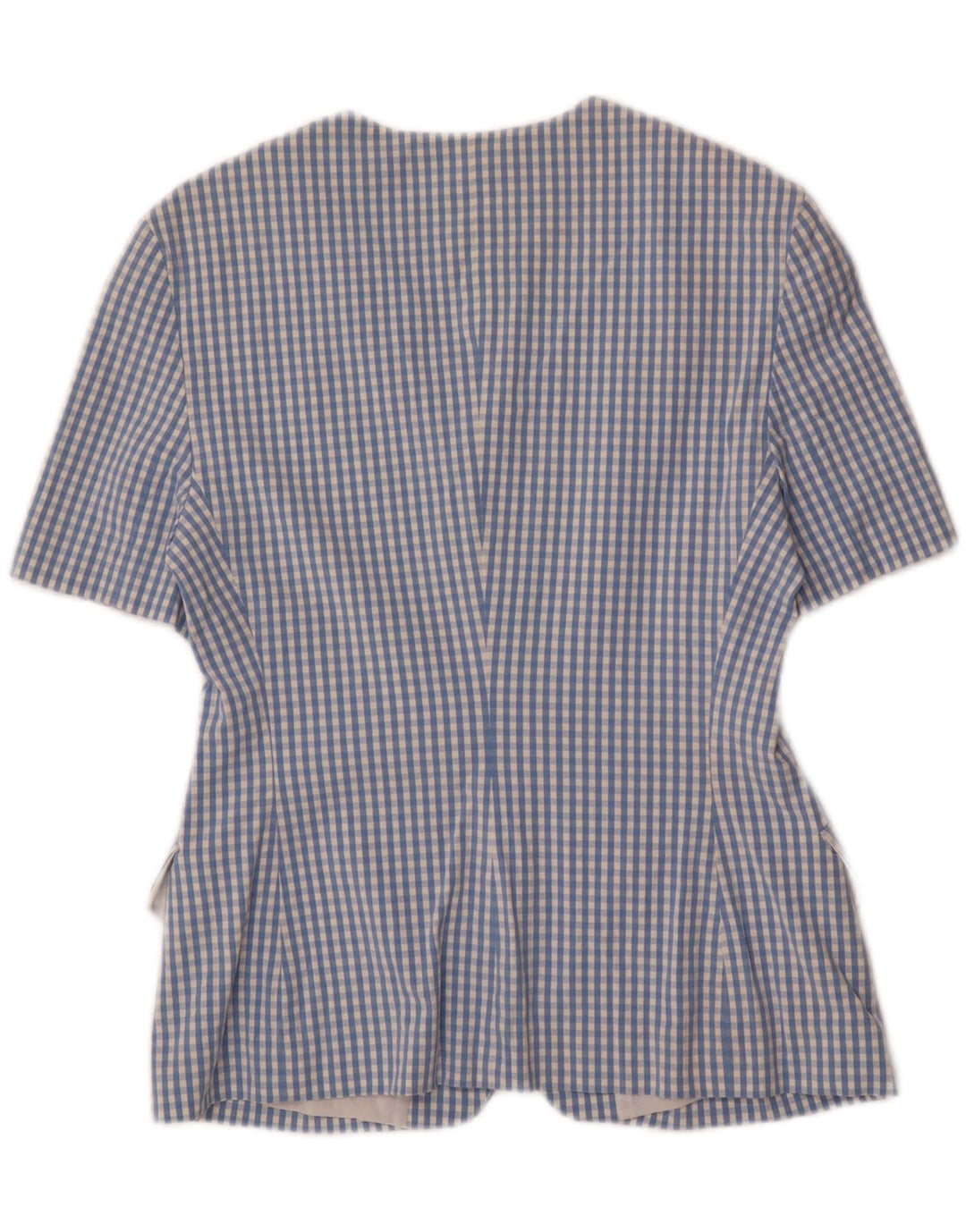 TAIFUN Womens Short Sleeve Blazer Jacket EU 38 Medium Blue Gingham Vintage Taifun and Second-Hand Taifun from Messina Hembry 