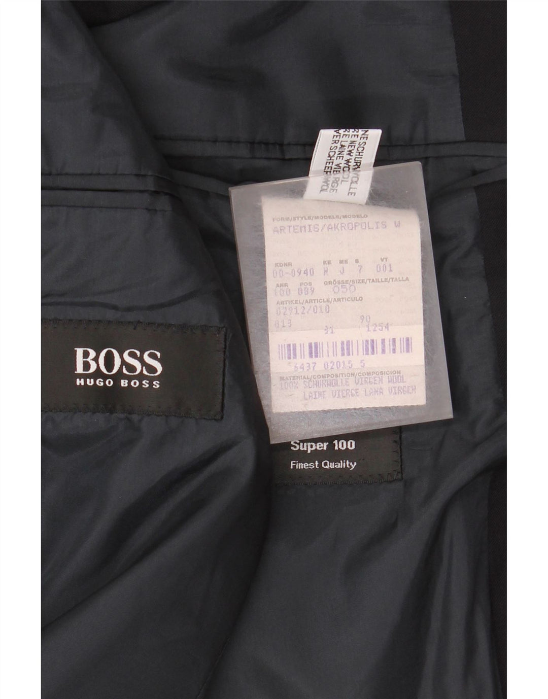 Męska marynarka zapinana na 3 guziki Hugo Boss EU 50, duża czarna dziewicza wełna
