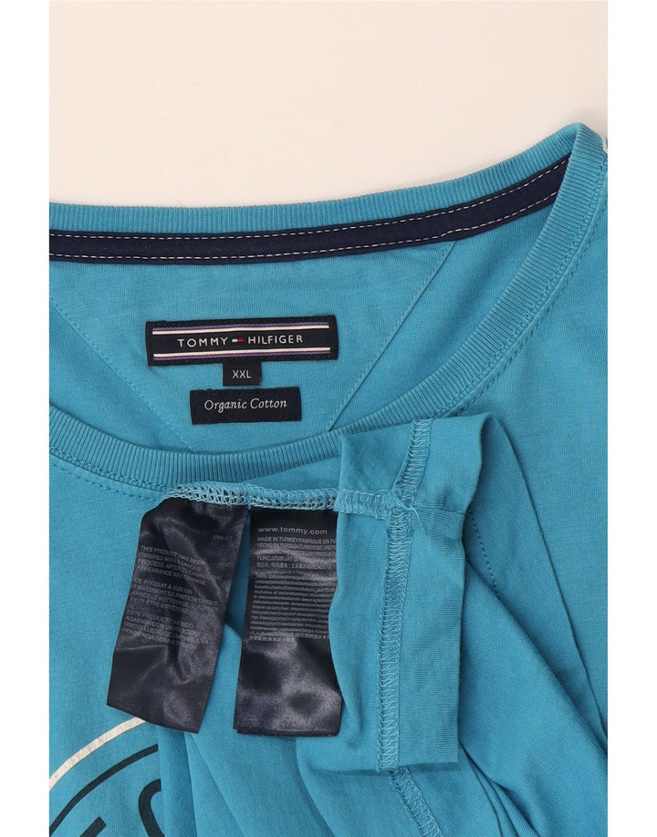 Męska koszulka z grafiką Tommy Hilfiger Top 2XL, niebieska bawełna