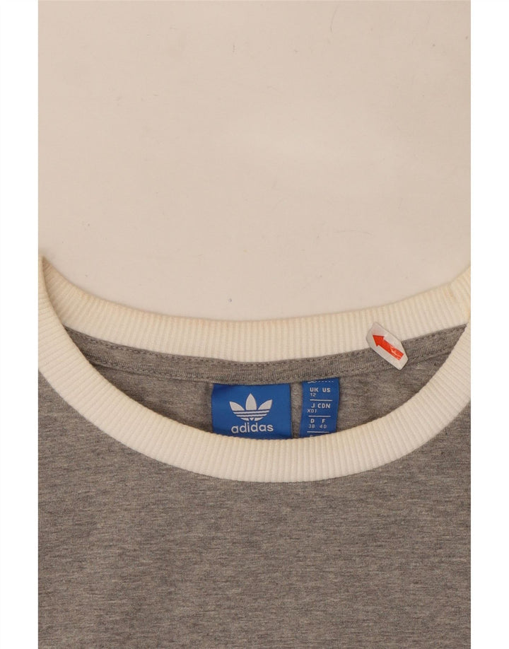 Damska koszulka Adidas z długim rękawem UK 12, średnia szara, nakrapiana bawełna